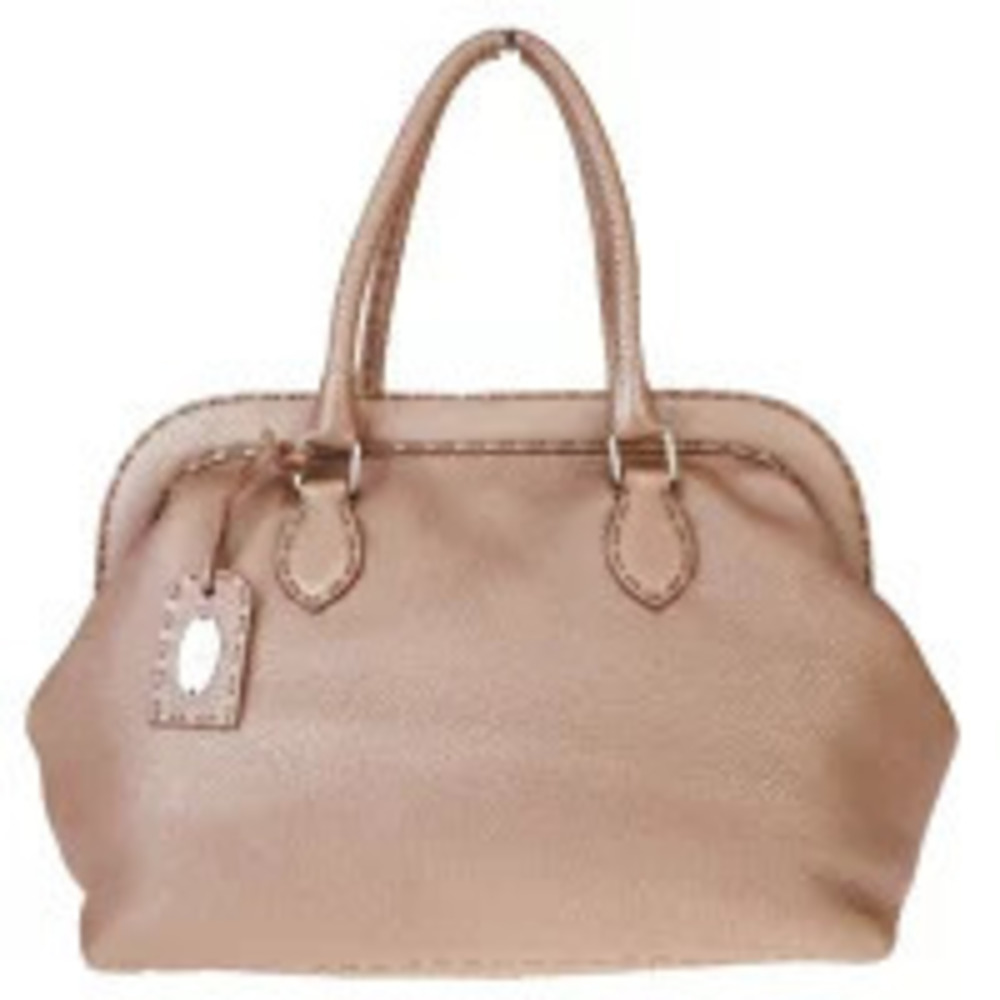 Fendi Selleria Handbag Metallic Pink Leather